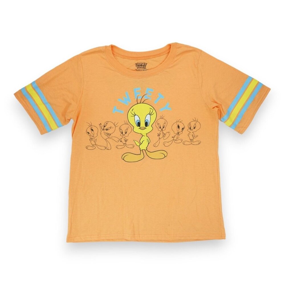 Looney Tunes Tweety Women's T Shirt Size 1X Orange‎ ~ Sleeves Striped